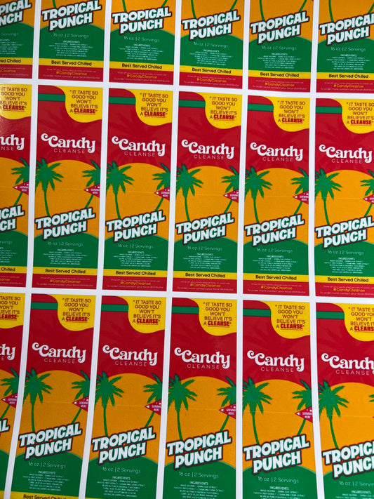 Tropical Punch Candy Cleanse Labels